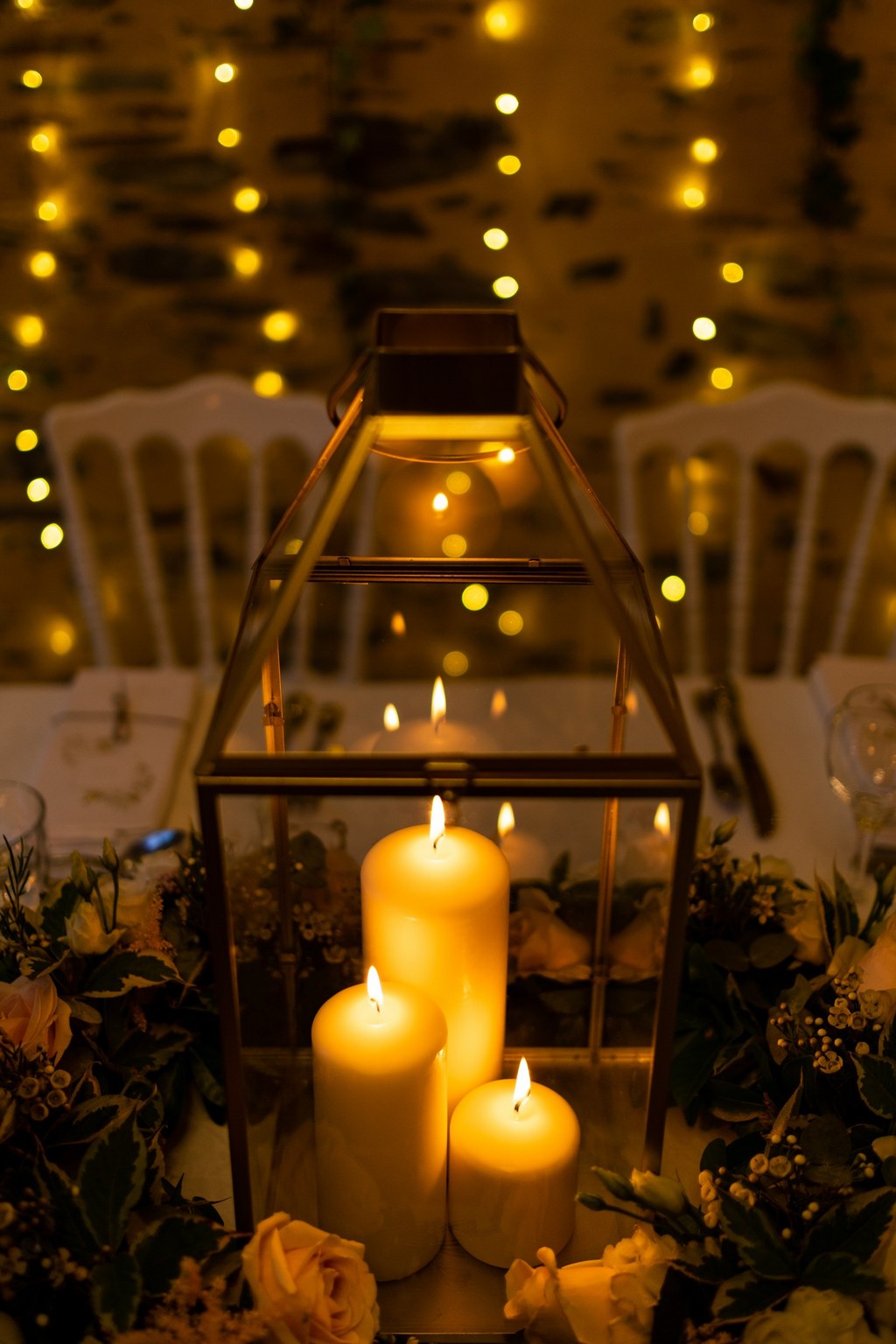 Lanterne bougie en verre et métal argenté pour décoration d'intérieur,  table console, centre de table, ferme, événements, mariage -  France